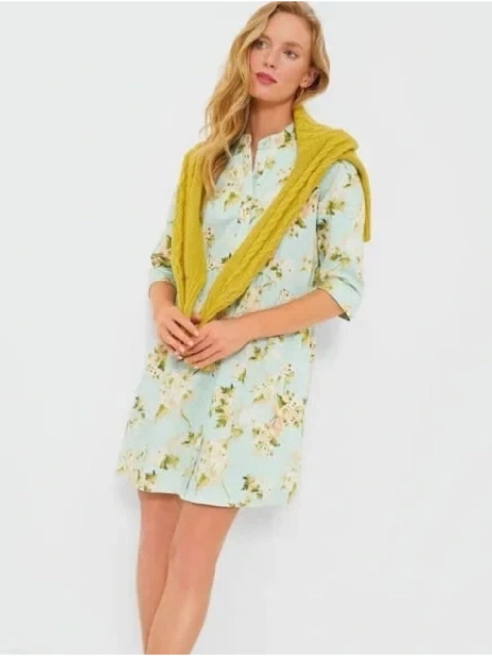 Tuckernuck Aqua Watercolor Royal Shirt Dress - Picture 3 of 10